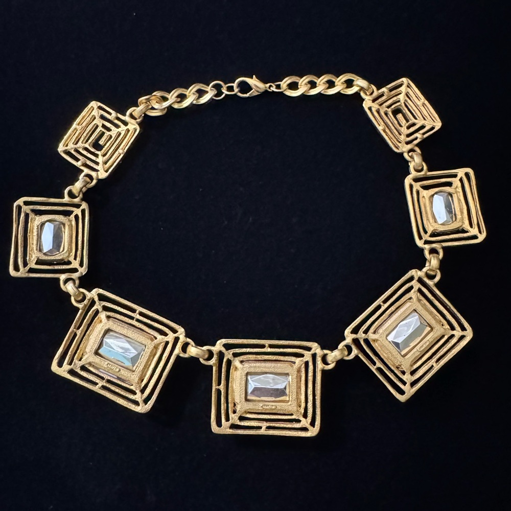 Gold-Tone Multicolor Gemstone Statement Necklace - image 4